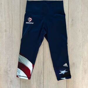 Adidas Team USA Volleyball Navy Alphaskin Capri Leggings American Flag | Size M